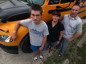 Ryan Ouellette is shown with his parents Lisa and Don Ouellette in Windsor on Thursday, June 9, 2016. The family is upset of the cost of busing they will now have to pay as Ryan transitions from elementary school to high school.