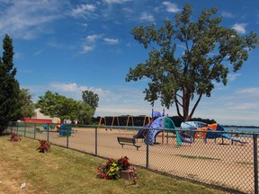 Motorists and pedestrians now have a clear view of Sand Point Beach and Lake St. Clair, as seen on June 13, 2016.