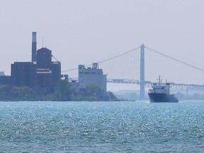 Windsor, Ont. and the Ambassador Bridge is seen looking west down the Detroit River from Lauzon Road on May 24, 2016.