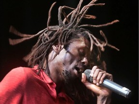 Emmanuel Jal performs during a World Refugee Day event at the Capitol Theatre on Monday, June 20, 2016, in Windsor.