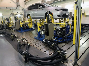 WINDSOR, ON. JUNE 15, 2016 - Premier Kathleen Wynne held a media conference on Wednesday, June 15, 2016, at the University of Windsor-Fiat Chrysler Automotive Research and Development Centre to announce support for the first plug-in hybrid electric minivan to be built in North America. The province will provide $85.8 million to FCA to develop the Chrysler Pacifica Hybrid. A vehicle testing site is shown at the centre. (DAN JANISSE/The Windsor Star) (For story by Grace Macaluso)