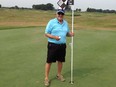 Rick Infanti celebrates a hole-in-one at Ambassador. Infanti used a three-wood  on the 16th hole from 190 yards. Witnesses were Greg Bryant, Dave Farron and Roy Lucier.