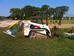 A Bobcat excavator which allegedly tore up a part of Walkerville Homesite Park is pictured in this handout photo.