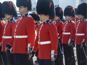 Cpl. Curtis Wilson, centre, appears with the Ceremonial Guard in Ottawa. The Belle River native is one of 12 corporals from the Windsor Regiment serving this summer in the Ceremonial Guard. (Photo courtesy of the Ceremonial Guard)