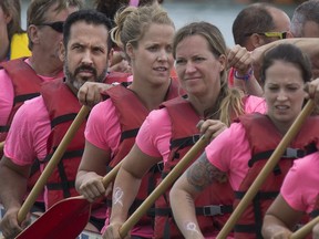 Dragon Boat participants take part in the Windsor Essex  Dragon Boat Festival for the Cure at Lakewood Park in Tecumseh, Saturday, July 9, 2016.