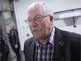 Essex Mayor Ron McDermott speaks to the media at Essex Arena after being re-elected on Oct. 27, 2014.