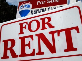 A "For Rent" sign is pictured outside of a home in this 2011 file photo.