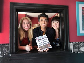 The Korda Artisitc Productions theatre group in Windsor received a government grant to hire 10 students. Gemma Cunial, (L) Noah Beemer and Hope Forman are among the students that will take part in the program. They are shown at the theatre on Tuesday, July 12, 2016.