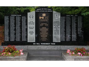 In this file photo, The Windsor and Essex County Korean Veterans War Memorial is pictured, Saturday, July 27, 2013.  A ceremony was held at the memorial to commemorate the 60th anniversary of the Korean War armistice.  (DAX MELMER/The Windsor Star)