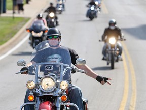 Motorcycles cruise Riverside Drive West in this 2015 file photo.