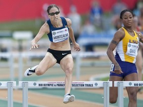 Noelle Montcalm hurdles her way to a win ahead of Chanice Chase in the senior women's 400m hurdle final at the Canadian Track and Field Championships and Selection Trials for the 2016 Summer Olympic and Paralympic Games, in Edmonton, Alta., on Friday, July 8, 2016.