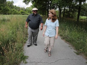 The city is trying to get a UNESCO heritage site designation for the Ojibway Park in Windsor, Ont. Stefan Fediuk, a landscape architect with the city, and Karen Cedar, a naturalist at the park, are shown on Thursday, July 7, 2016.