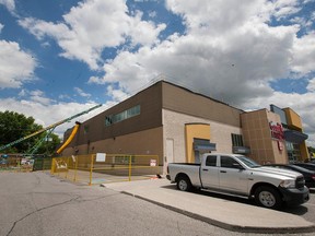 The GoodLife Fitness location at 3920 Dougall Ave. with Rauth Roofing Ltd. equipment on July 15, 2016.