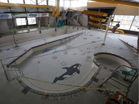 The empty pool is seen at Windsor Water World in Windsor on Tuesday, July 5, 2016.