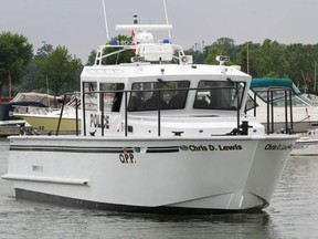 LEAMINGTON, ON. JUNE 23, 2016 - The Ontario Provincial Police introduced their newest marine vessel on Thursday, June 23, 2016, named after retired Commissioner Chris D. Lewis. The new vessel is shown at the Leamington Marina during the event. (DAN JANISSE/The Windsor Star)