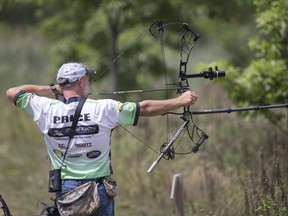 Windsor's Tim Price competes in the Canadian National 3D Archery Championships at Malden Park, Monday, Aug. 1, 2016.