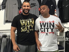 Canadian comedian Russell Peters, right, poses with BB Branded owner Ayad Saddy on Friday, Aug. 26, 2016.