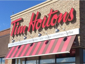 A Tim Hortons near Steeles Avenue West and Highway 400 in Toronto is shown.