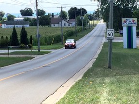 Fraser Road in Leamington, Ont. is pictured on Aug. 8, 2016. One person was killed and another was critically injured after a motorcyclist struck three pedestrians on Aug. 7, 2016.