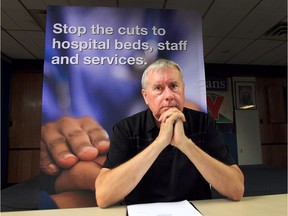 Michael Hurley, president of the Ontario Council of Hospital Unions, speaks to the media during a news conference in Windsor on Aug. 4, 2016.