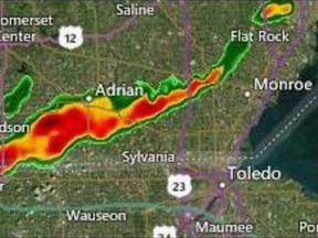 A possible tornado touched down in Monroe County, Mich. on Aug 28, 2016.