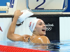 Kylie Masse of Canada wins a bronze in the women's 100m backstroke final at the Rio 2016 Olympics in Rio de Janeiro, August 08, 2016.