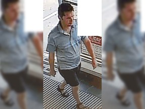 Surveillance photo a suspect wanted in connection with a theft at the Shoppers Drug Mart on Huron Church Road on Thursday, July 28, 2016.