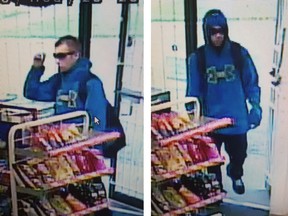 A suspect wanted in connection with a robbery at a convenience store in the 4000 block of Tecumseh Road East on Aug. 28, 2016 is pictured in this surveillance photo.