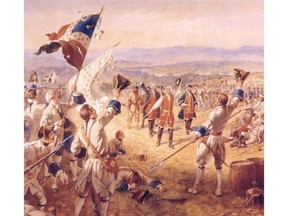 UNDATED -- The Victory of Montcalm's Troops at Carillon by Henry Alexander Ogden.   Louis-Joseph de Montcalm most impressive victory was at the 1758 Battle of Carillon, where he defeated a British army of more than 16,000 with fewer than 4,000 men. HANDOUT PHOTO: The image is in the public domain.   Can be used with Randy Boswell (Postmedia News). 0530-quebec-louisiana ORG XMIT: POS1305291409107046