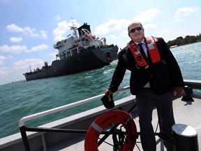 Pilot Capt. Brett Walker is photographed after departing a ship he was working on near Windsor on Friday, August 19, 2016.