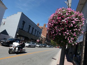 Amherstburgs hanging flowers are seen in Amherstburg on Aug. 23, 2016. The town has won Best Container Planting and Hanging Baskets category in the 2016 Ontario Parks Association floral display competition.