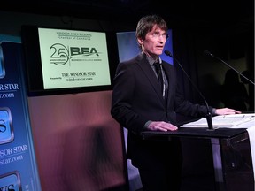 Matt Marchand delivers opening remarks during a press conference for the Business Excellence Awards at the Windsor Star News Cafe January 13, 2015.