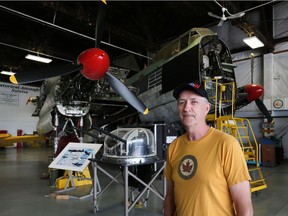 Don Christopher, vice-president of the Canadian Historical Aircraft Association, stands next to the Lancaster Bomber. The city voted Aug. 2, 2016 to spend $50,000 a year for 10 years on the prized wartime possession.