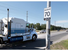 A 70km/hr sign is displayed on Ojibway Pkwy in west Windsor on August 8, 2016.