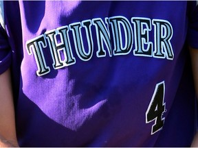 Windsor, Ontario. July 22, 2016 - Paul Lamantia of Tecumseh Thunder Senior baseball club before game against Troy Jet Box at Soulliere Field Friday July 22, 2016. (NICK BRANCACCIO/Windsor Star)