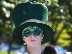 Local students and staff with the French Catholic school board as well as local French citizens celebrated the Franco-Ontarian Flag Day at the Windsor City Hall on Thursday, Sept. 22, 2016. Isaac LeGood, a grade 9 student from E.J. Lajeunesse High School in Windsor was decked out for the event. (DAN JANISSE/The Windsor Star)