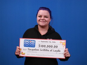 Jacqueline (Jackie) Griffiths of LaSalle won $100,000 playing Encore.