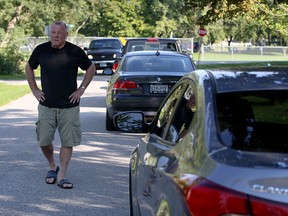 Matthew Brady resident Ace Simon has concerns about parking around Kiwanis Park during minor league baseball games, Aug. 30, 2016.