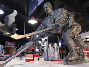 A statue of Detroit Red Wings hockey legend Gordie Howe is shown on Nov. 19, 2014 at Joe Louis Arena in Detroit, Mich.