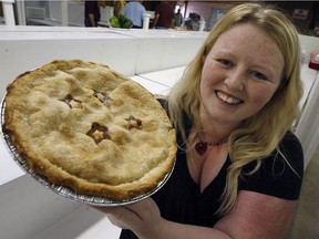 HARROW, ONT.: September 1, 2010 -  Sarah Pelan, 26, of Amherstburg  only starting baking pies to enter them in the Harrow Fair. This year's entry for the pie auction is a peach pineapple pie. See story by Sharon Hill. (NICK BRANCACCIO/The Windsor Star)