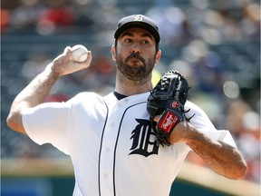 Detroit Tigers pitcher Justin Verlander throws against the Baltimore Orioles in the first inning of a baseball game in Detroit on Sept. 11, 2016.