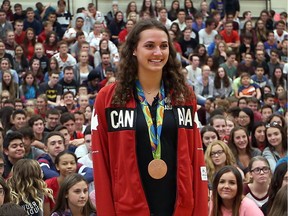 Canadian Olympian Kylie Masse visits Sandwich Secondary School on September 30, 2016.