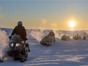 Local Input~ Members of the Arctic Response Company Group from 38 Canadian Brigade Group head towards the 3rd Battalion Princess Patricia Canadian Light Infantry location, during a relief in place, conducted during Exercise ARCTIC RAM 2016 in Resolute Bay, Nunavut on February 14, 2016.   Photo: MCpl Louis Brunet, Canadian Army Public Affairs AS01-2016-0009-001 ~ Des membres du Groupe compagnie d'intervention dans l'Arctique du 38e Groupe brigade du Canada se dirigent vers l'emplacement du 3e Bataillon du Princess Patricia Canadian Light Infantry lors d'une relève sur position effectuée au cours de l'exercice ARCTIC RAM 2016, à baie Resolute, au Nunavut, le 14 février 2016.   Photo : Cplc Louis Brunet, Affaires publiques de l'Armée canadienne AS01-2016-0009-001 ORG XMIT: AS01-2016-0009  // 0224 na arctic ORG XMIT: POS1602221206320426