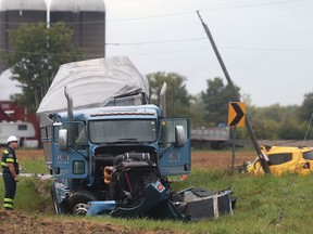 Ontario Provincial Police have closed County Road 11 between County Road 18 and the 7th Concession following  a collision between a tractor trailer and a car on Monday, Sept. 26, 2016.