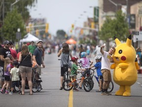 Cyclists and pedestrians in Walkerville enjoy eight kilometres of streets closed to motor vehicles during Open Streets Windsor on Sunday, July 17, 2016.