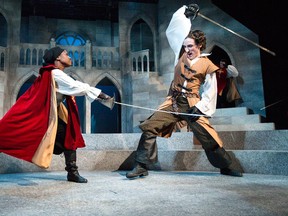 Members of the University Players rehearse a sword fighting sequence for their production of The Three Musketeers. Shows take place at the University of WIndsor Sept. 23 to Oct. 2.