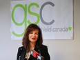 Green Shield Canada held a media conference on Wednesday, October 26, 2016, to announce funding to help local flood victims. The company is promising to match public donations to a maximum of $50,000 dollars. Family Services Windsor Essex will help determine the "vulnerable" residents that qualify for the money. Mila Lucio, chief human resources officer with Green Shield speaks during the event. (DAN JANISSE/Windsor Star)