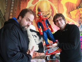 Mike Michalski (L) and Tony Gray, organizers of the Retrorama Classic Collectibles Con are shown with a rare collection of comic books on Friday, October 28, 2016 in Windsor, ON. The inaugural event will take place this weekend at the Caboto Club.
