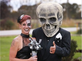 Lori and Raymond McCurdy enjoy their Halloween-themed wedding on Oct. 31, 2016, at their Windsor home. The Halloween fans decided to get married on their favourite day and have a themed wedding.