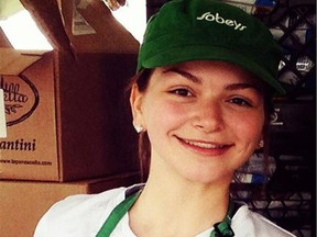 Emily Bernauer of LaSalle, who was killed in a single-car accident in early September 2014, is shown in her Sobeys uniform.